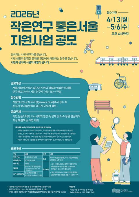2026년 작은연구 좋은서울 지원사업 공모 